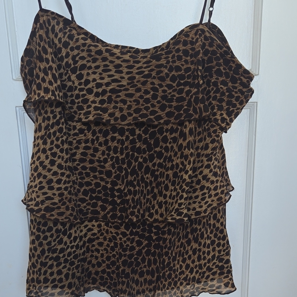 INC International Concepts Brown and Black Tiered Ruffled Camisole